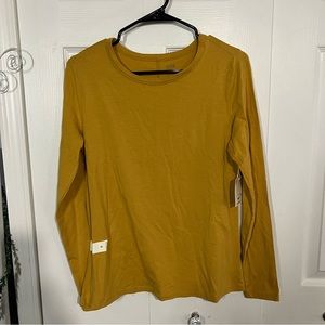 Ana (a.n.a A New Approach) Long Sleeve Mustard Tee Size M Medium Nwt.